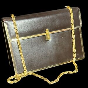 Vintage Robert Bestien Brown Leather Box Purse